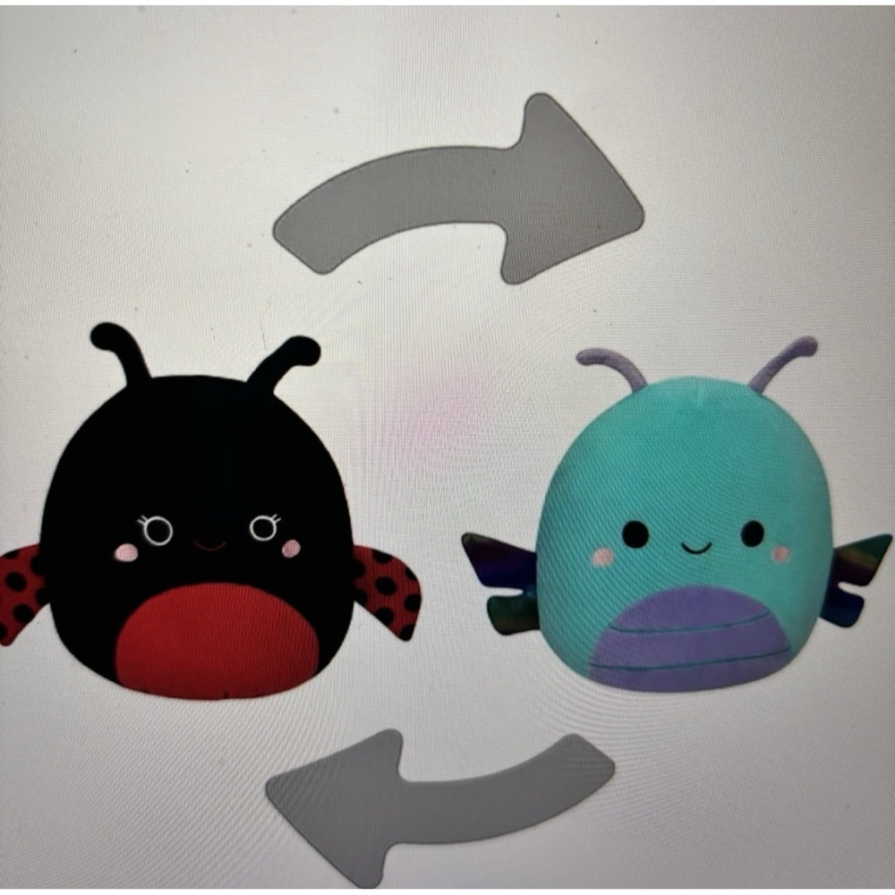 Squishmallow Heather the Dragonfly &‎ Trudy the Lady Bug FlipA Mallows 12"